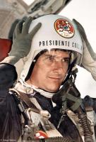 President Collor in a Northrop F-5B jet fighter.