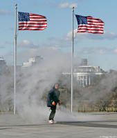 Blustery day at the Washington Monument.