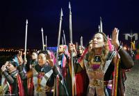 Worshipers in prayer at the Valley of the Dawn mystical community in Brazil.