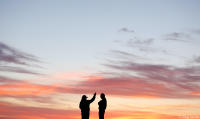 A sunrise chat along the eastern shore of Florida.