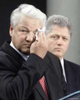 Boris Yeltsin wipes his brow at the White House.