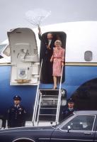 Umbrella malfunction; first lady Nancy Reagan in Portland, Oregon