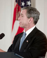 A sullen President Bush, a month after the 9/11 terrorist attacks.