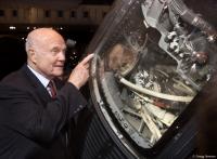 Astronaut pioneer John Glenn and his "Friendship 7" Mercury spacecraft.