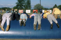 Kids seek autographs at a Minor League baseball game in Salem, Oregon.