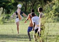 Kicking it around with the boys along the southern border with Uruguay.