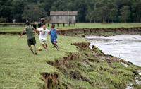 Improvised soccer field at a farm near the Amazon River.