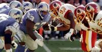 Detroit Lions and Washington Redskins linesmen face off at RFK Stadium.