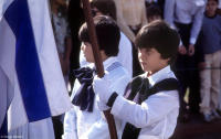 School children in Artigas, Uruguay wearing traditional uniforms.
