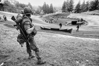 Somber moment at the dedication of the Oregon Vietnam Veterans Memorial in Portland.