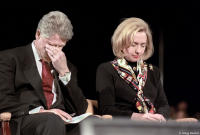 Somber moment during memorial service for the Oklahoma City bombing.