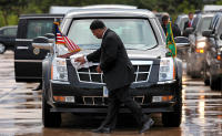 The presidential Cadillac limousine, referred to as "The Beast"