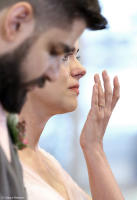 Emotional bride taking her vows.